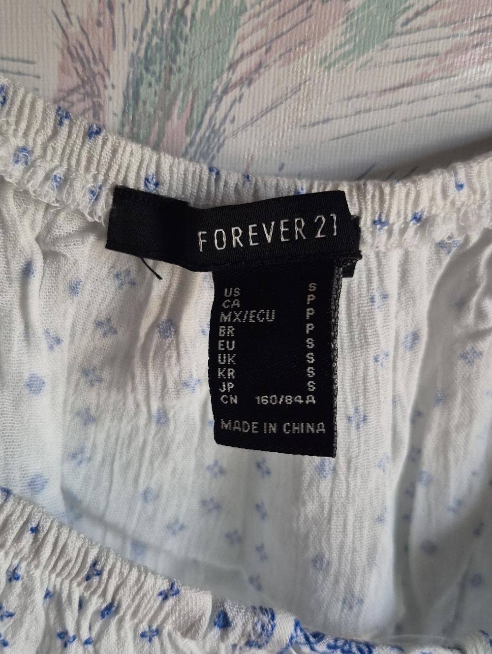 Forever 21 White Blue Flowy Tank Top Small - Picture 5 of 9